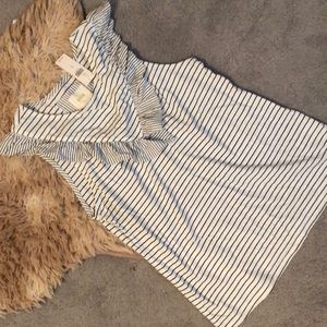 Black and White Stripe Ruffled Tank